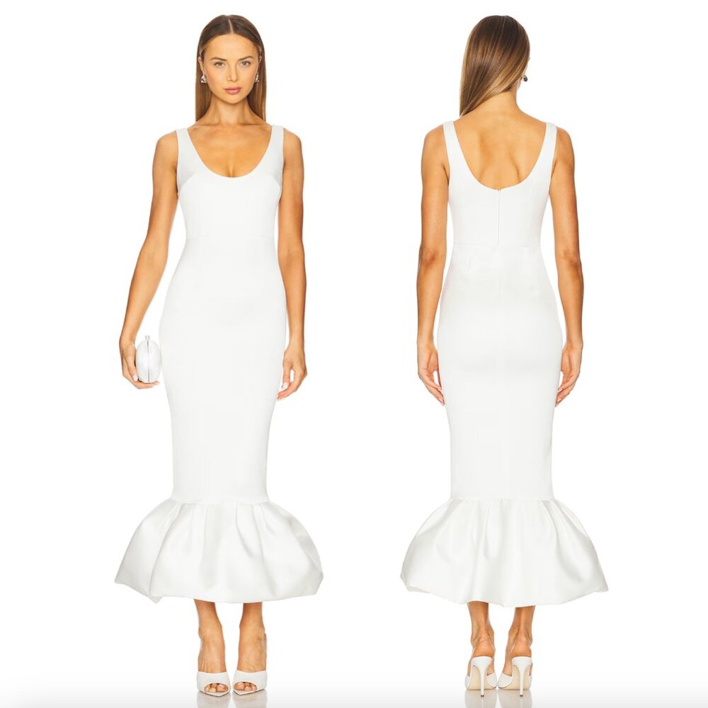 The New Arrivals by Ilkyaz Ozel Pualo Midi Dress Bianco Latte White Bridal Maxi